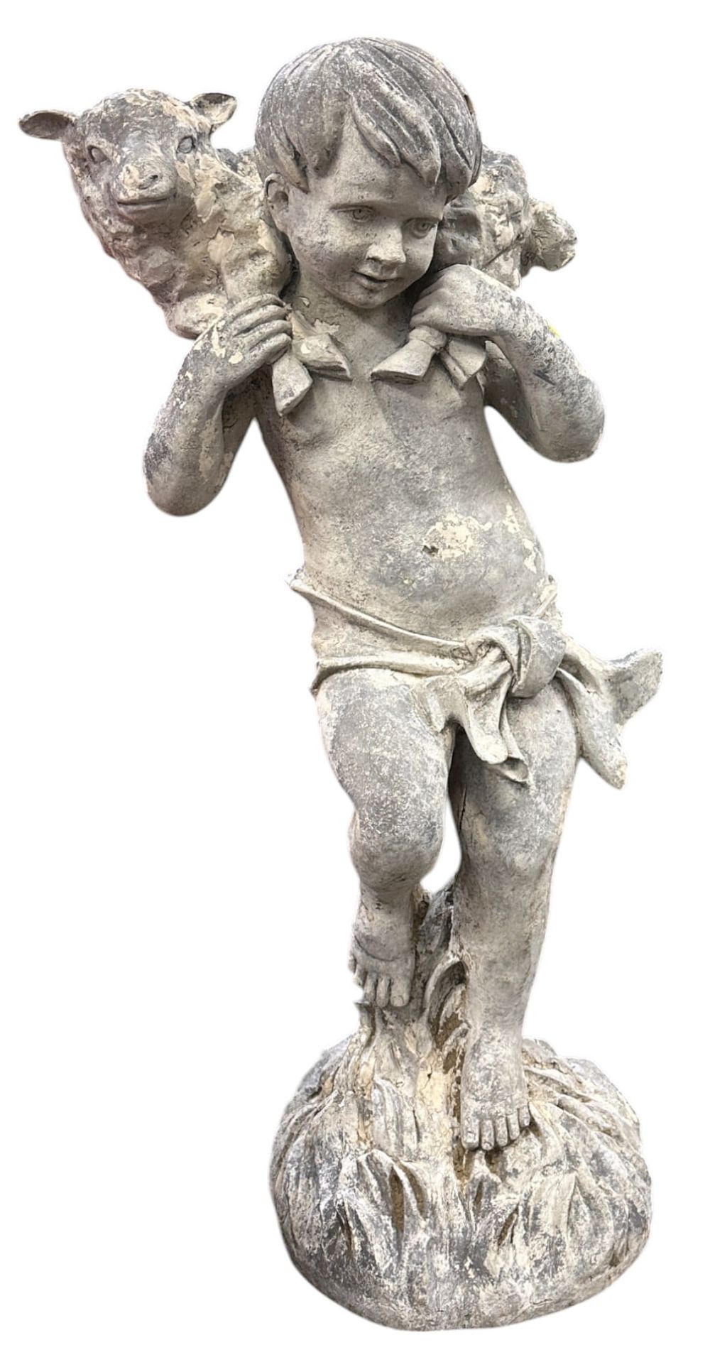 Lot 269: COMPOSITE GARDEN SCULPTURE BOY AND LAMB