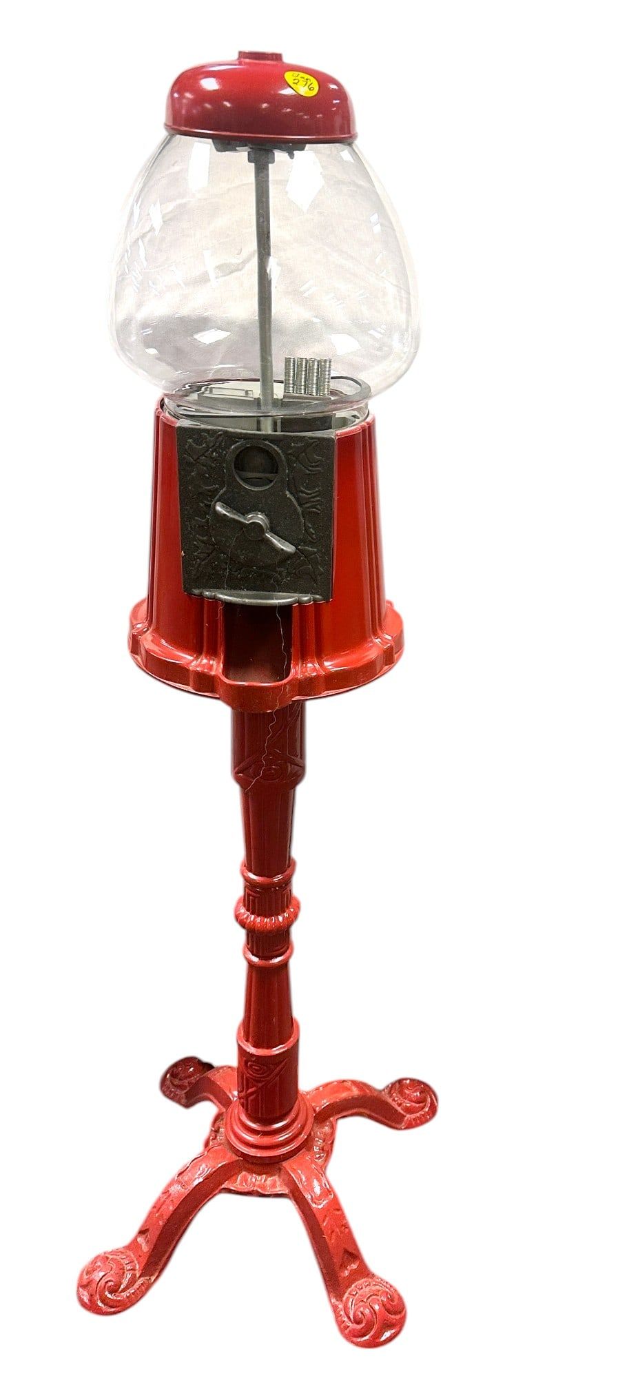 Lot 276: VINTAGE RED CAST IRON GUMBALL MACHINE