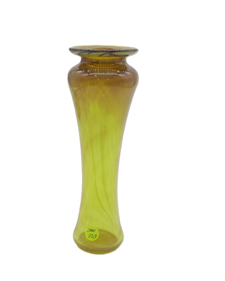 Lot 303: TALL MCM BOHEMIAN BLOWN ART GLASS VASE