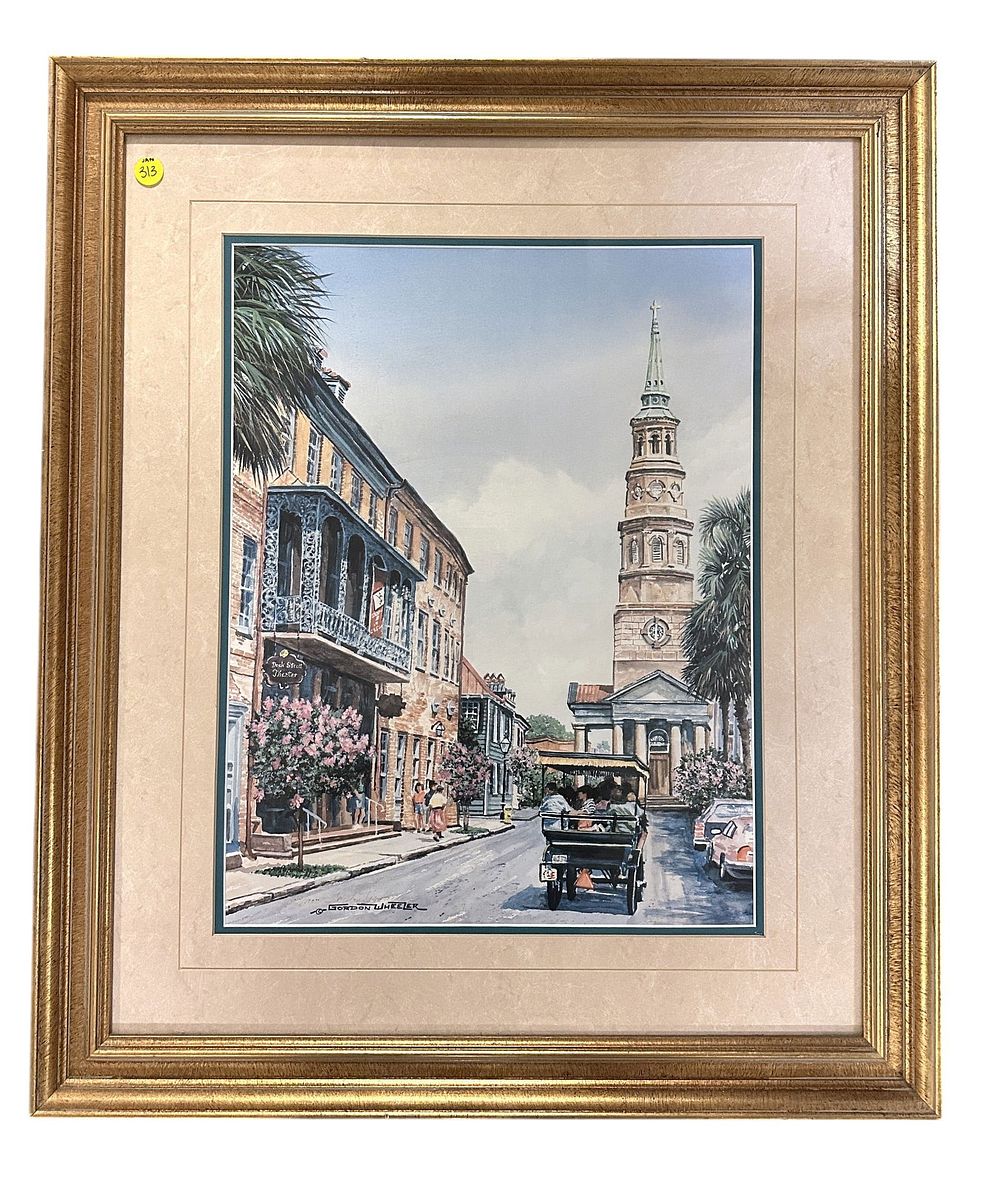 Lot 313: VINTAGE GORDON WHEELER CUSTOM FRAMED CHARLESTON PRINT