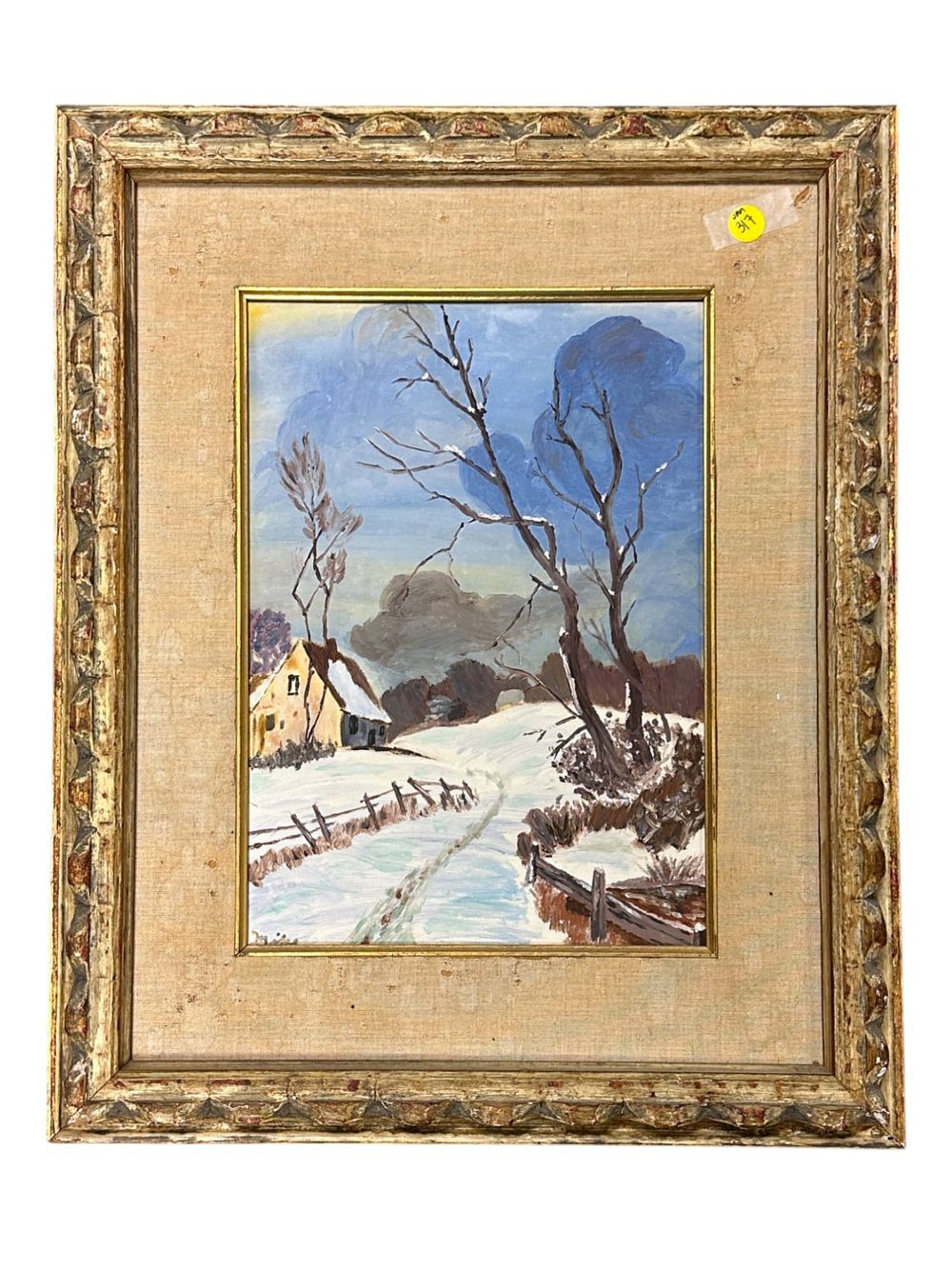 Lot 317: MID-CENTURY WINTER PAINTING ON BOARD