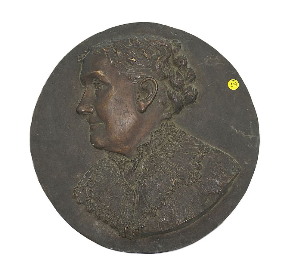 Lot 319: ANTIQUE BRONZE GALVANIZED WALL PLAQUE