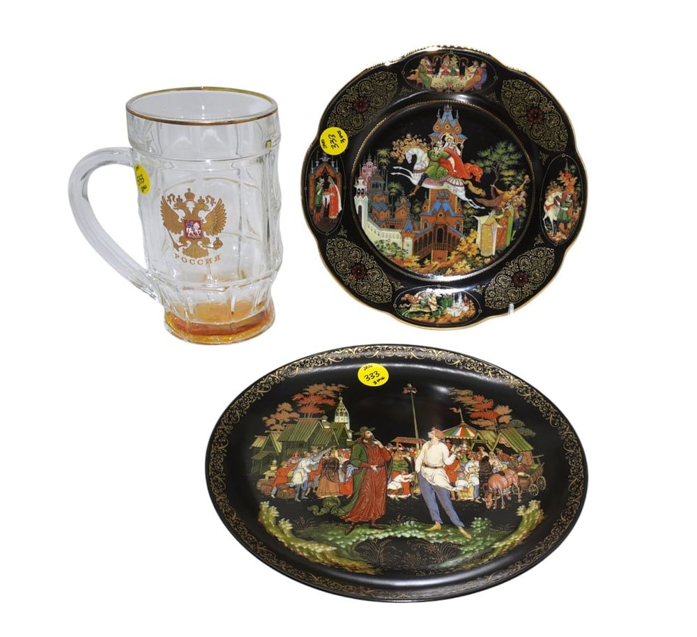 Lot 333: VINTAGE RUSSIAN PLATES AND BEER MUG - 3 PIECES