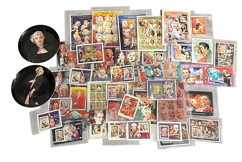Lot 279: LARGE LOT OF MARILYN MONROE STAMPS & BRADFORD EXCHANGE PLATES