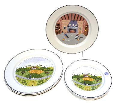 8 VILLEROY & BOCH DESIGN NAIF PLATES. 8 Villeroy &amp; Boch Design Naif Fold Art Plates designed 