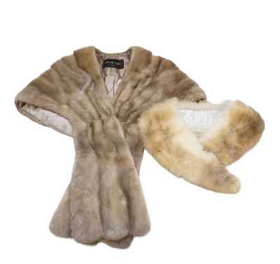 2 PC GOLDEN SABLE STILE & FOX COLLAR. 1- Golden Sable Mink Stole from Pelta Furs Los Angeles. 2- 
