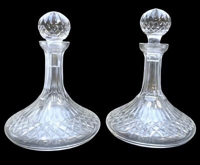 2 WATERFORD CRYSTAL LISMORE SHIP DECANTERS. A Pair of Vintage Waterford Crystal Ship Decanters. 