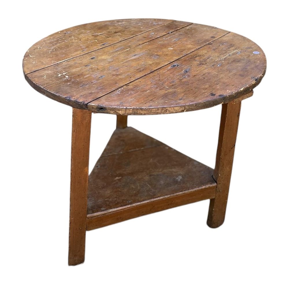 Lot 186: ANTIQUE ENGLISH PINE CRICKET TABLE