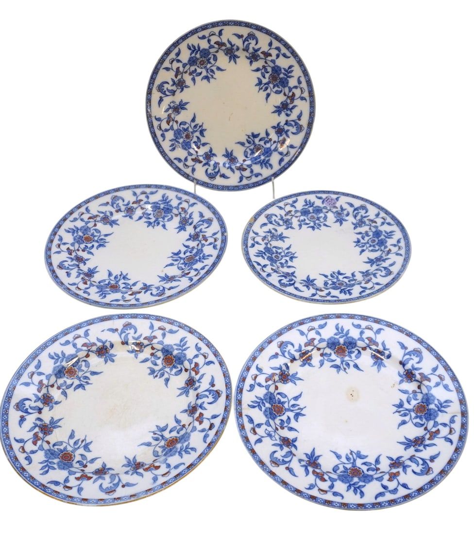 Lot 239: ANTIQUE WEDGWOOD INDIANA IMARI PLATES - 5 PIECES
