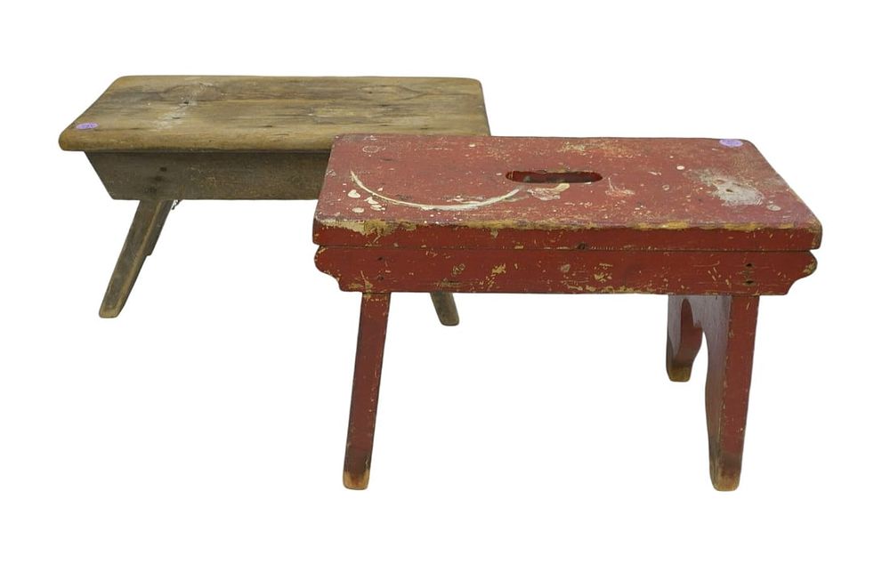 Lot 252: PAIR OF PRIMITIVE FOOTSTOOLS