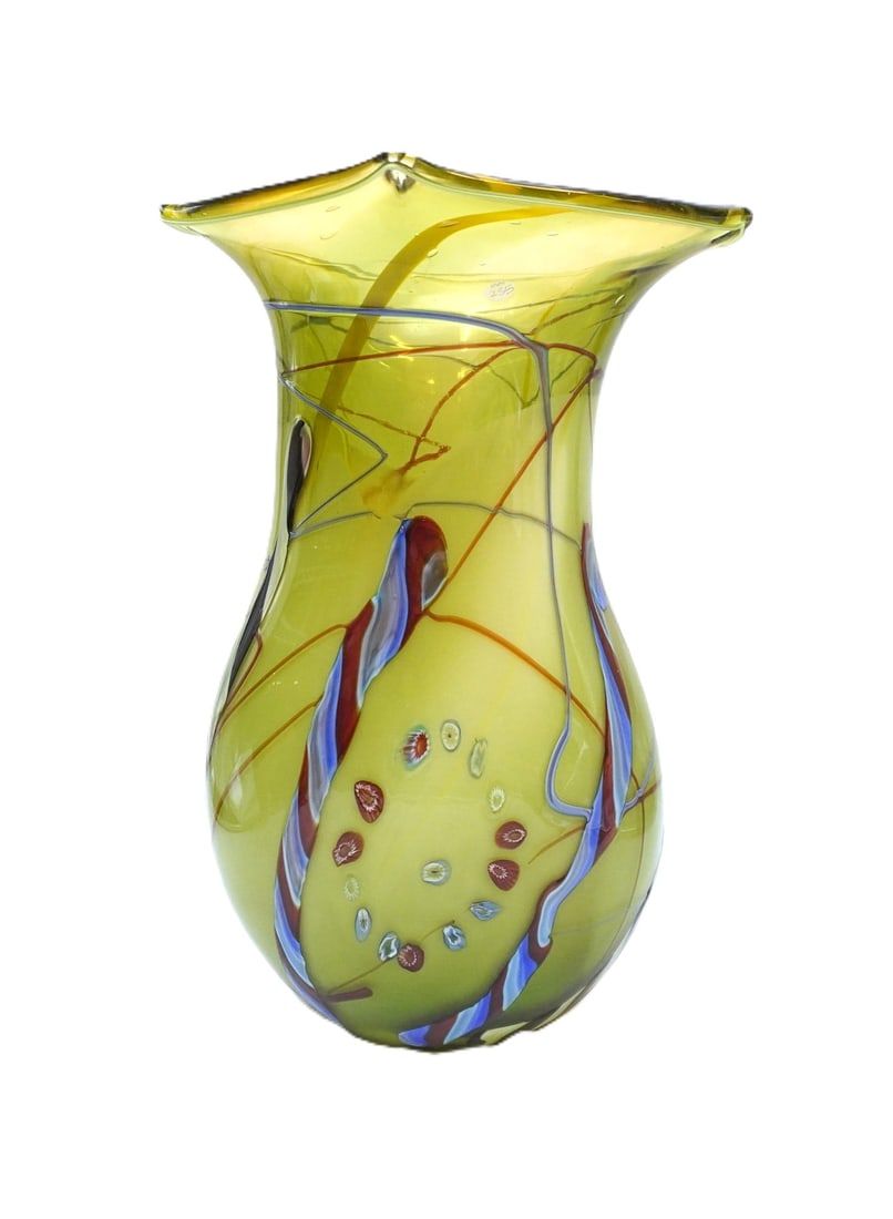 Lot 255: LARGE ITALIAN MILLEFIORI HAND BLOWN GLASS VASE