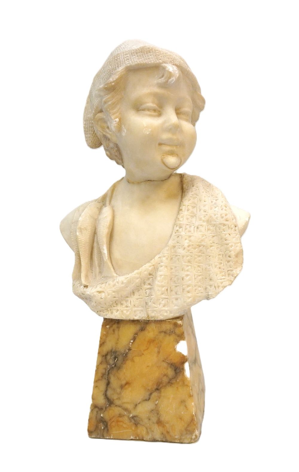 Lot 258: ANTIQUE ITALIAN ALABASTER BUST YOUNG BOY