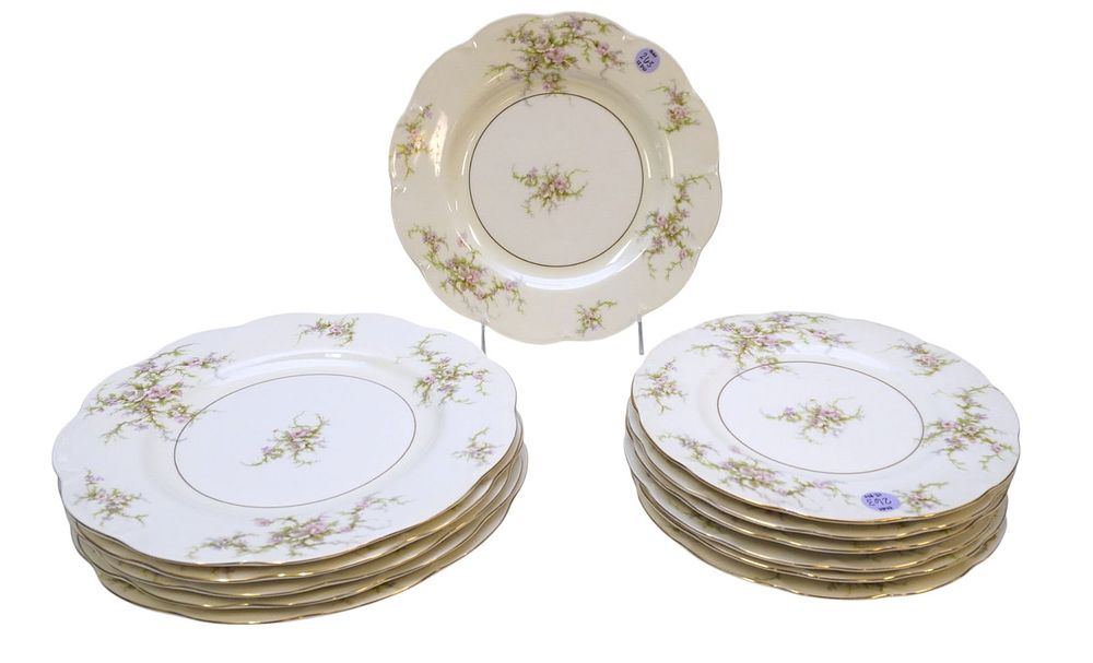 Lot 263: 12 THEODORE HAVILAND ROSALINDE PLATES - SALAD AND DINNER
