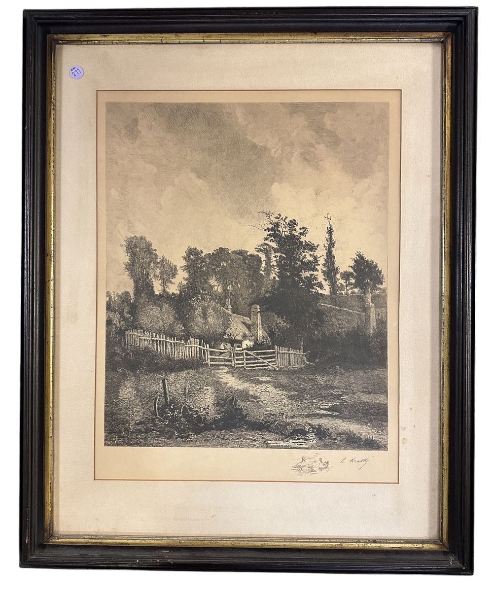 Lot 277: CHARLES LOUIS KRATKE ETCHING "THE COTTAGE" AFTER JOHN CONSTABLE