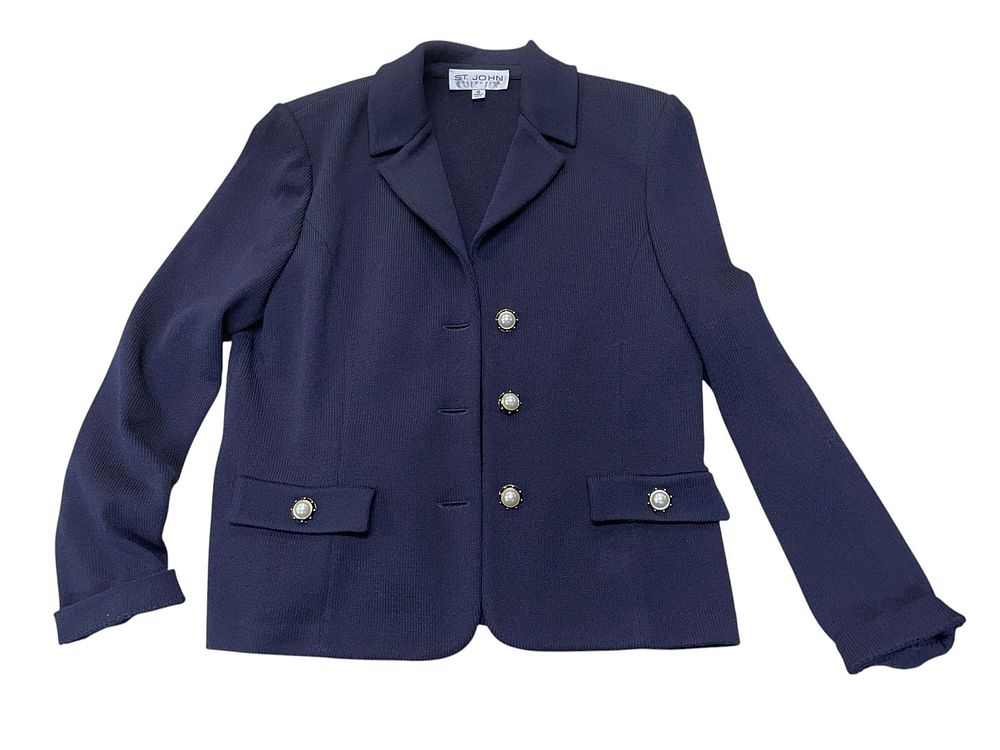 Lot 261: ST. JOHN COLLECTION NAVY JACKET WITH PEARL BUTTONS