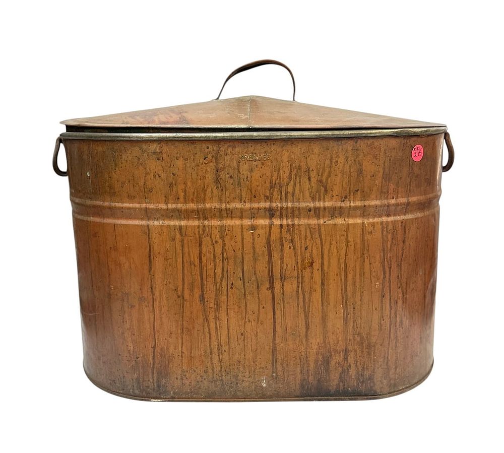 Lot 275: ANTIQUE COPPER BOILER WITH LID