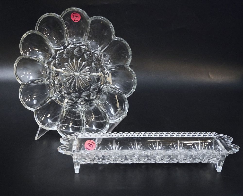 Lot 285: 2 VINTAGE GLASS PIECES DEVILED EGGS +