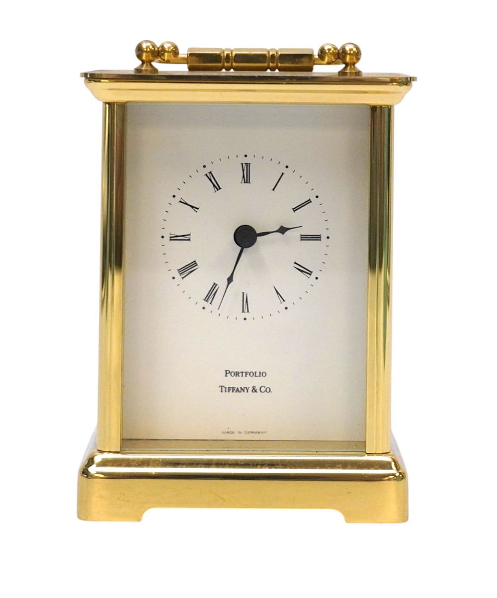 Lot 227: TIFFANY & CO. "PORTFOLIO" BRASS DESK CLOCK