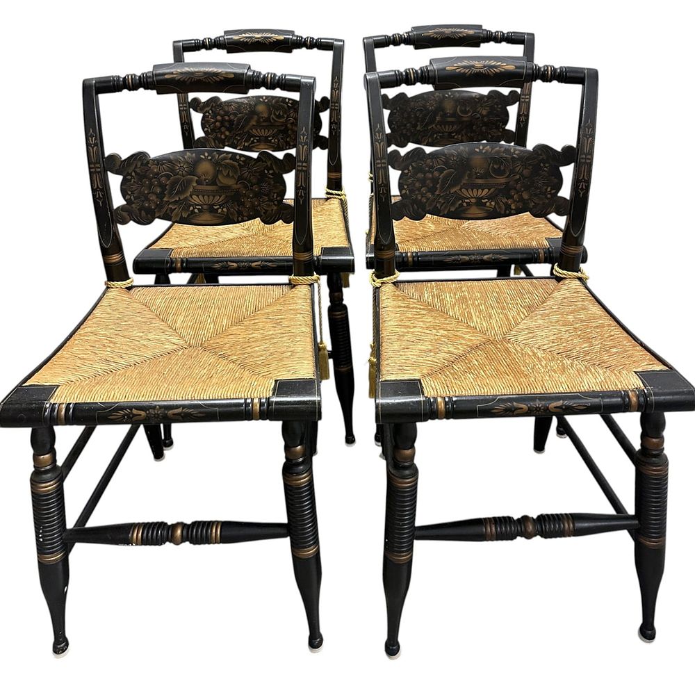 Lot 153: 4 LAMBERT HITCHCOCK STENCILED CHAIRS