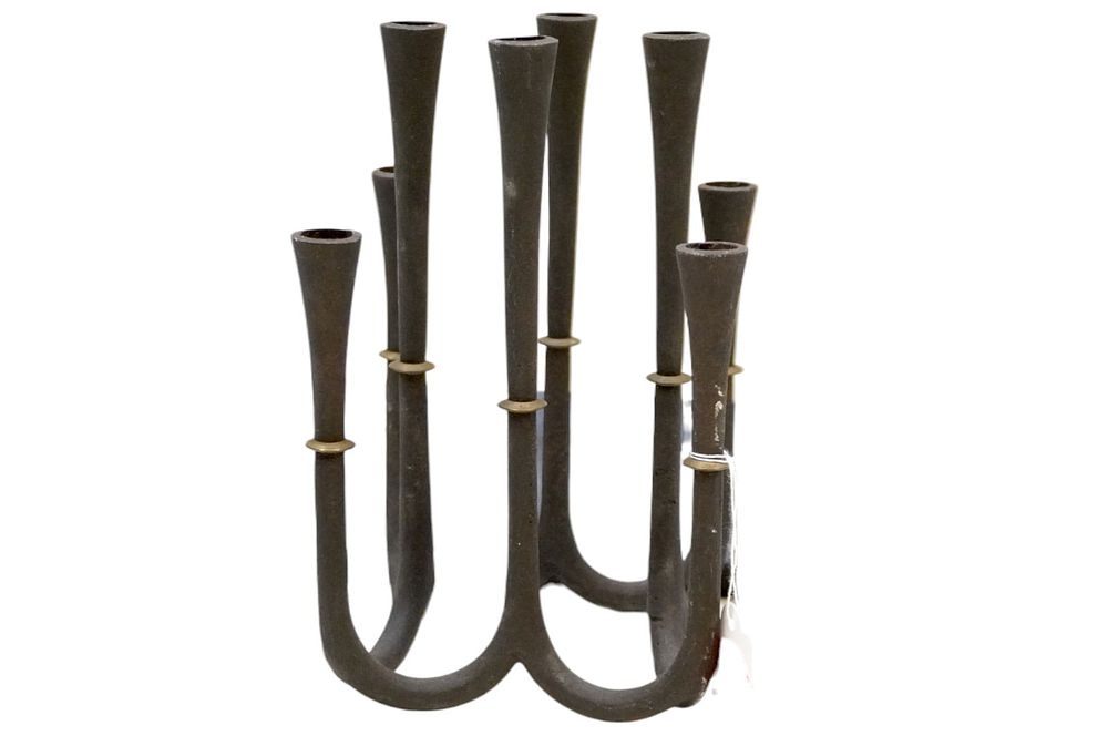Lot 186: RARE VINTAGE 1950s JENS QUISTGAARD CANDLE HOLDER AND NORDIC CANDLES