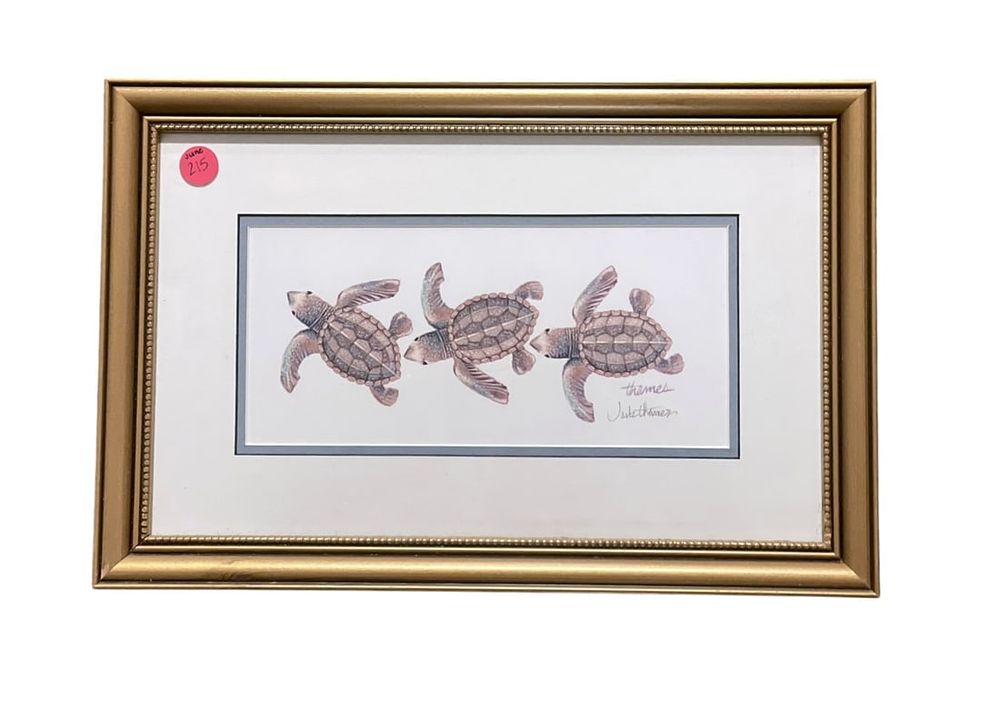 Lot 215: SIGNED JACK THAMES "TURTLES" ART PRINT