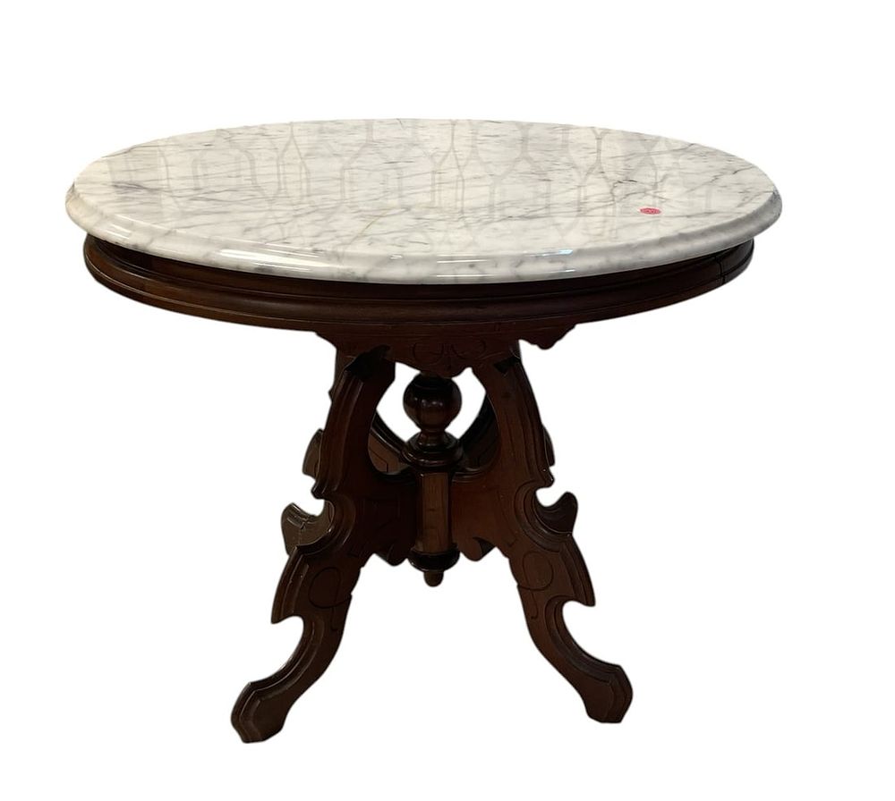 Lot 231: ANTIQUE MARBLE TOP PARLOR OCCASIONAL TABLE