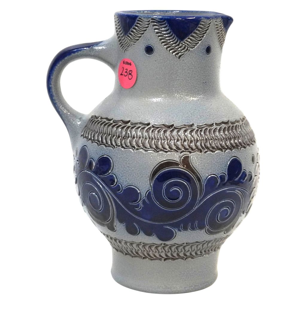 Lot 238: GERMAN FOLK ART POTTERY PITCHER