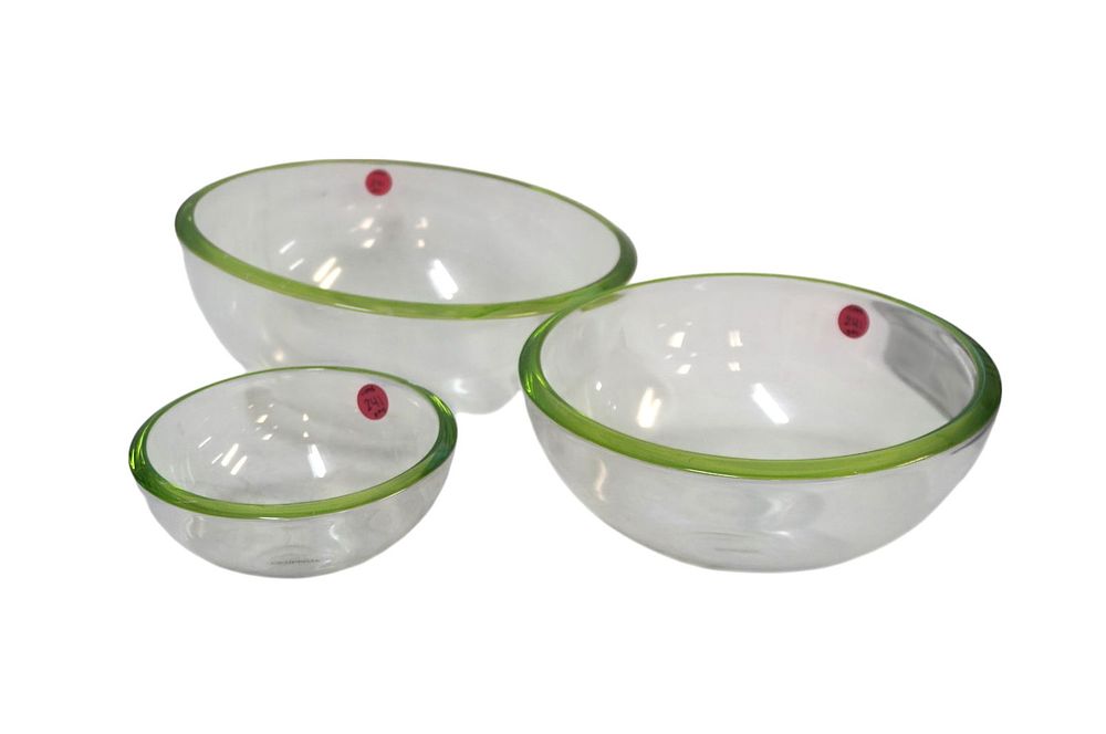 Lot 241: MID CENTURY DANISH STYLE MADE IN GERMANY NESTING GLASS BOWLS - 3 PIECES