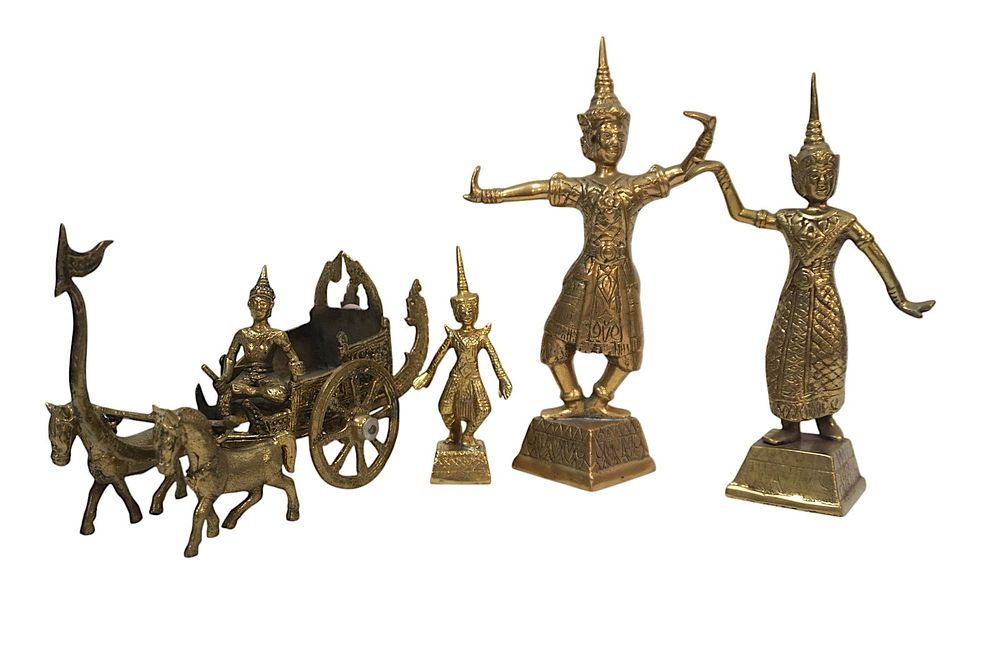 Lot 249: 4 VINTAGE BRASS THAI SCULPTURES