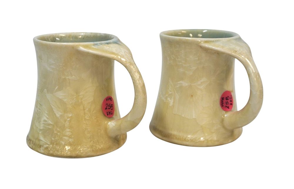 Lot 258: PAIR OF EDGECOMB POTTERS HANDMADE MUGS