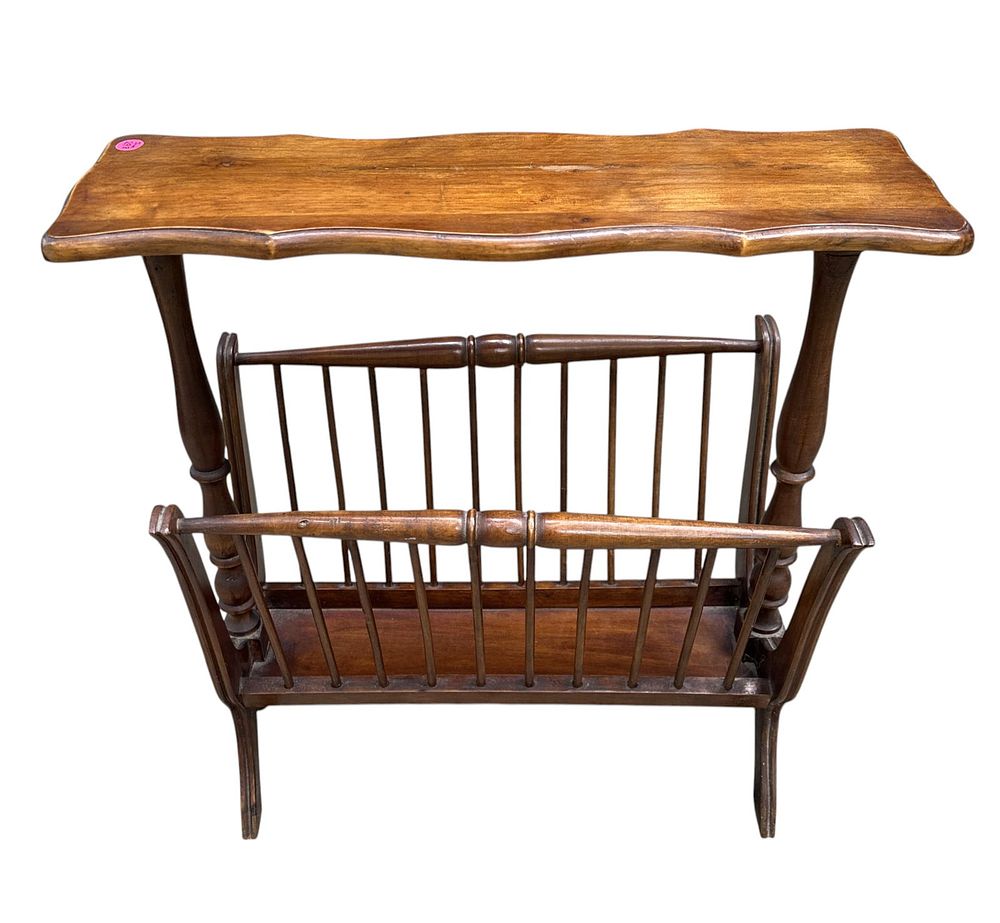 Lot 298: VINTAGE MID CENTURY MAGAZINE RACK SIDE TABLE