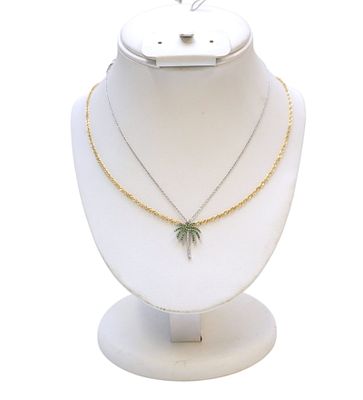 2 14K GOLD NECKLACES & PALM TREE CHARM. 2 14k Gold Necklaces. 14k Yellow Gold Italy 18" opened.