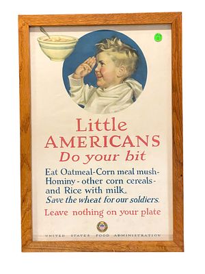 LITTLE AMERICANS DO YOUR BIT WAR POSTER. Parker, Cushman Lithograph, WWI Propaganda