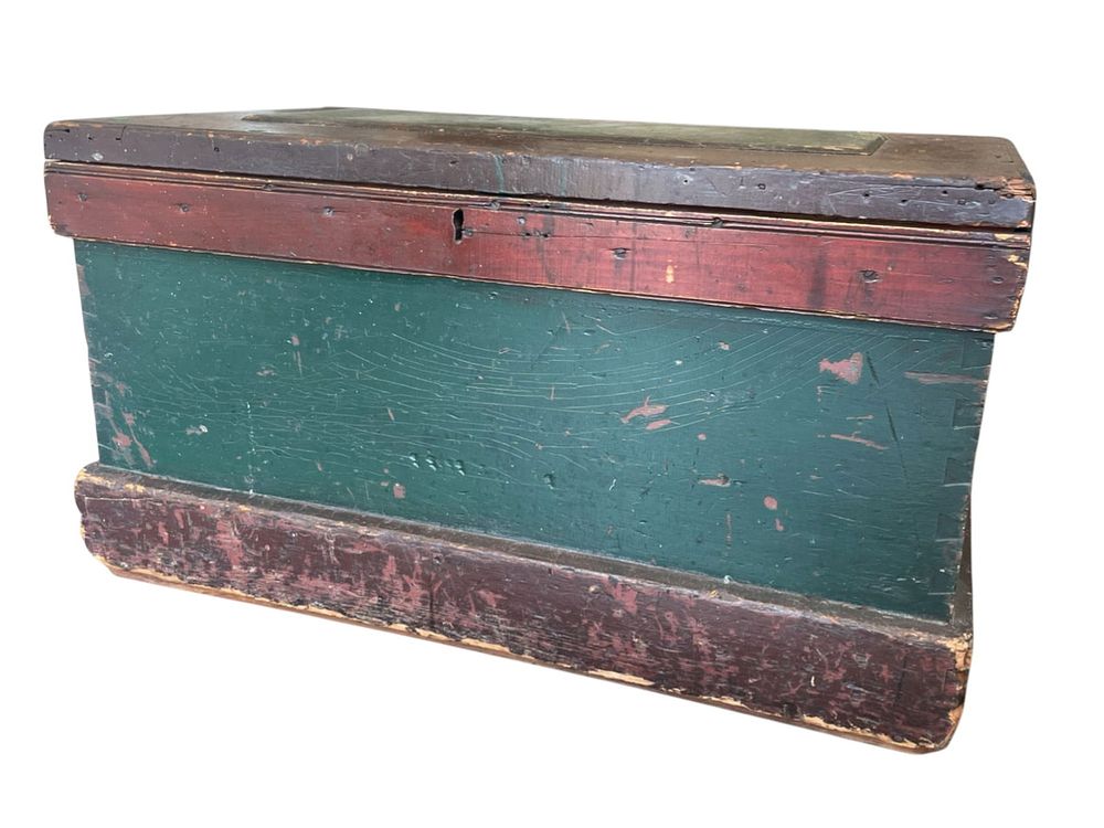 Lot 165: ANTIQUE CONTINENTAL PAINTED TRUNK