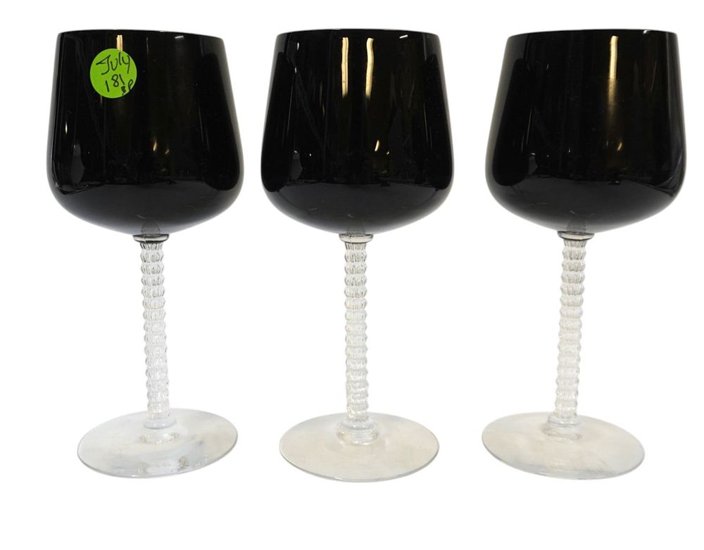 Lot 181: 3 FOSTORIA PRECEDENCE ONYX GLASSES