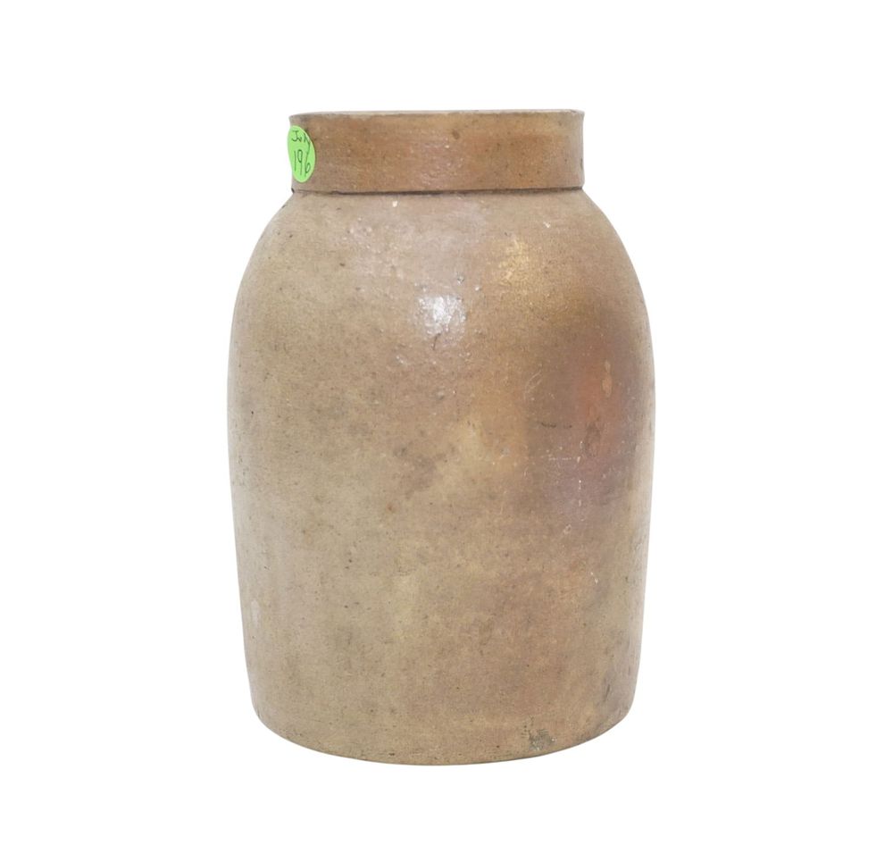Lot 196: ANTIQUE SALT GLAZED STONEWARE CROCK