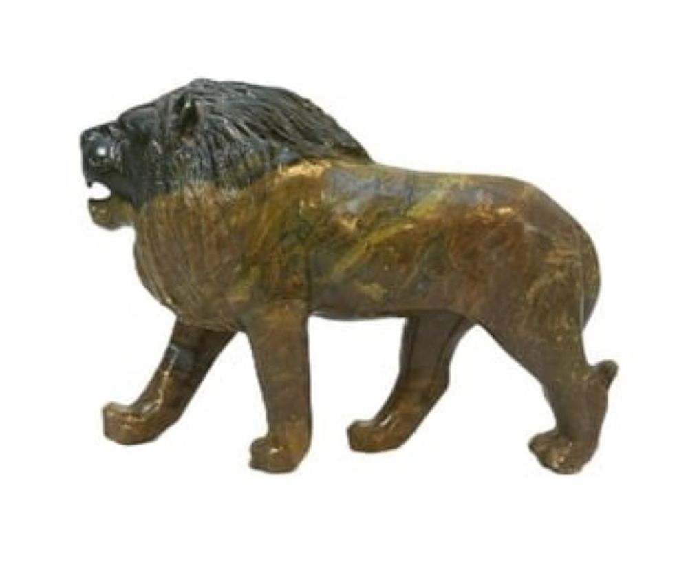 Lot 221: LARGE VERDITE STONE CARVED LION