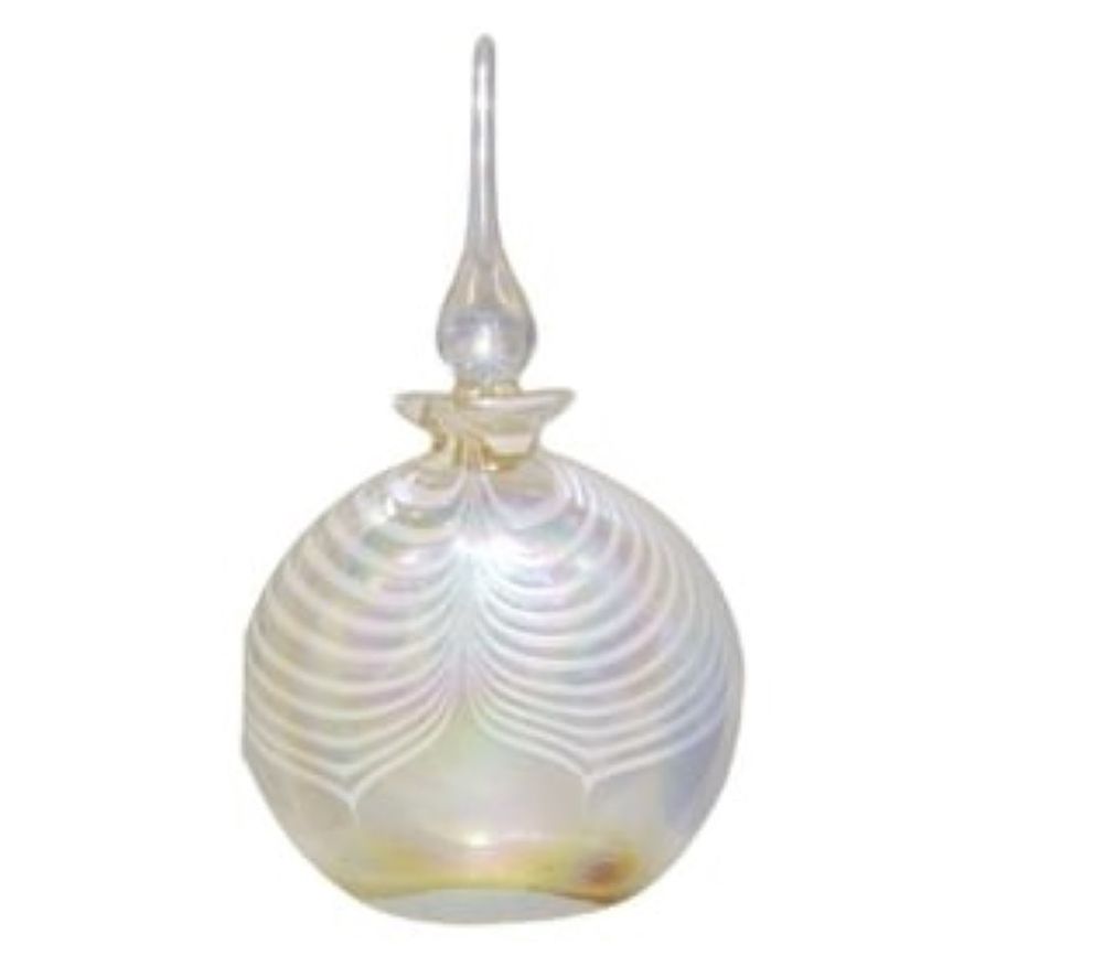 Lot 228: VINTAGE WHITE IRIDESCENT SWIRL GLASS PERFUME BOTTLE