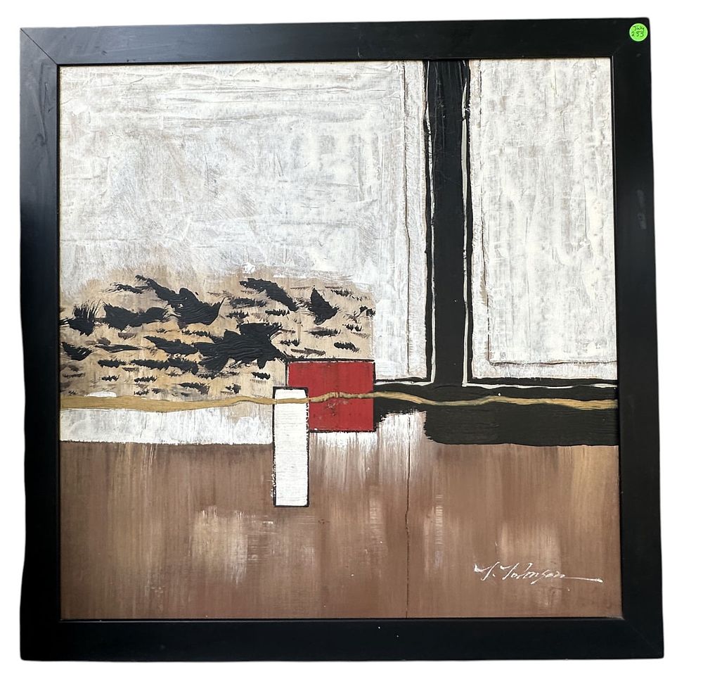 Lot 233: FRAMED ORIGINAL ABSTRACT PAINTING SIGNED