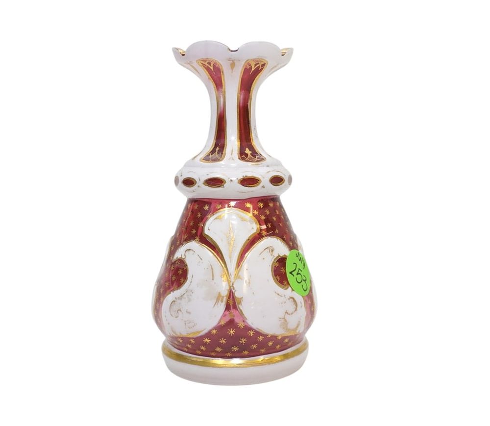 Lot 253: SMALL BOHEMIAN OPALINE GLASS BOTTLE