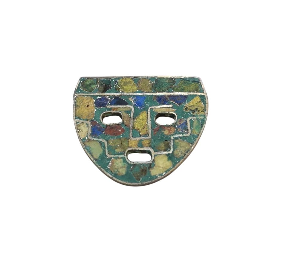 Lot 257: MEXICAN 925 STERLING SILVER TURQUOISE INLAY BROOCH/PENDANT