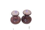 2 MCM HAND BLOWN AMETHYST VASES. 2 MCM Hand Blown Amethyst Crackle Vases. Each 3.75"x3.75"x4 Image - 1