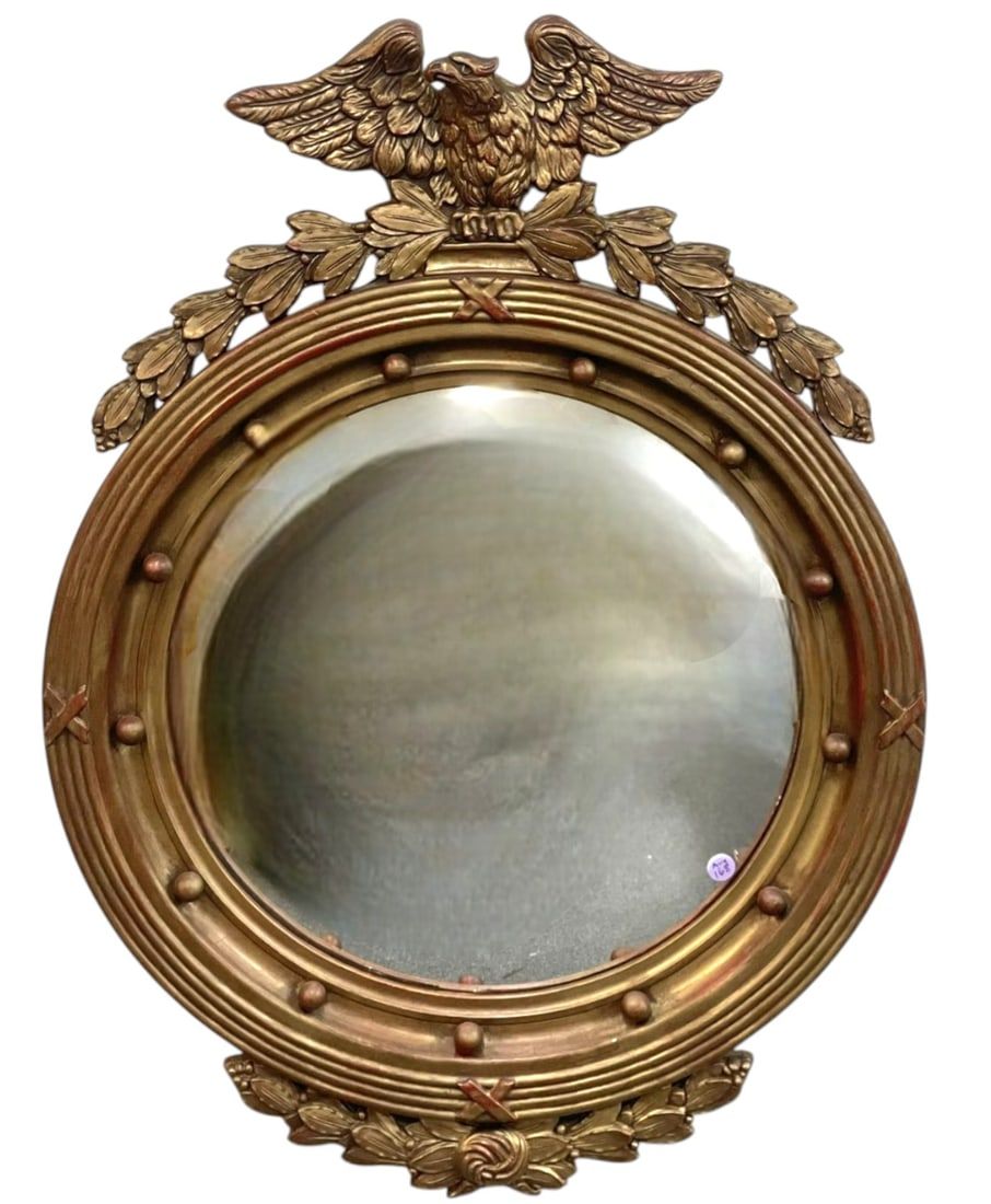 Lot 168: AMERICAN FEDERAL STYLE GILTWOOD EAGLE MIRROR