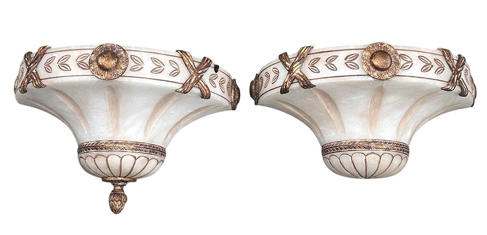 Lot 187: DECORATIVE ALABASTER WALL SCONCES