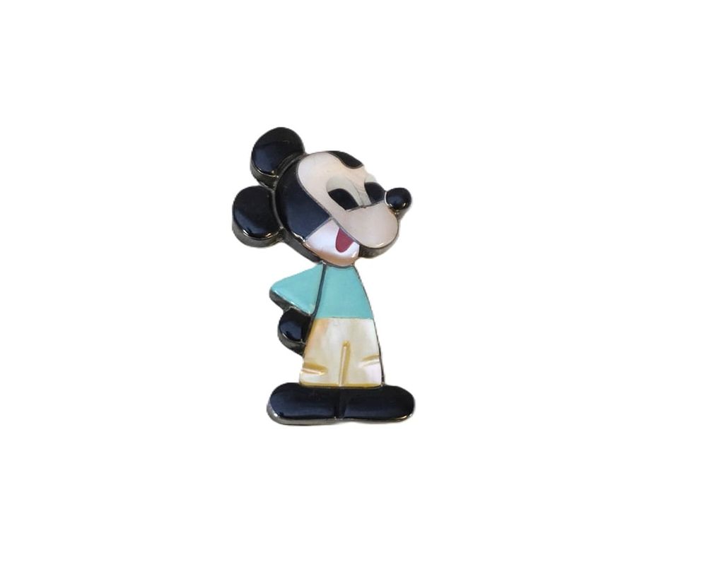 Lot 211: ZUNI ZUNITOON NATIVE SILVER MICKEY MOUSE PENDANT BROOCH