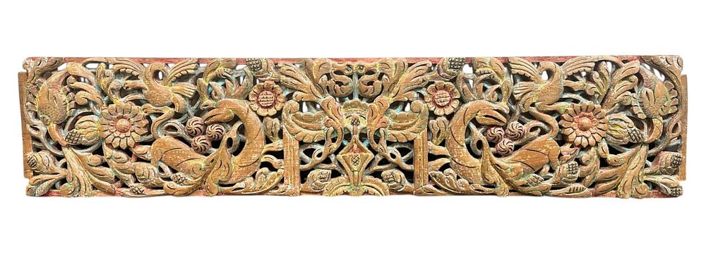 Lot 217: ANTIQUE HAND CARVED WOOD PANEL JAVA