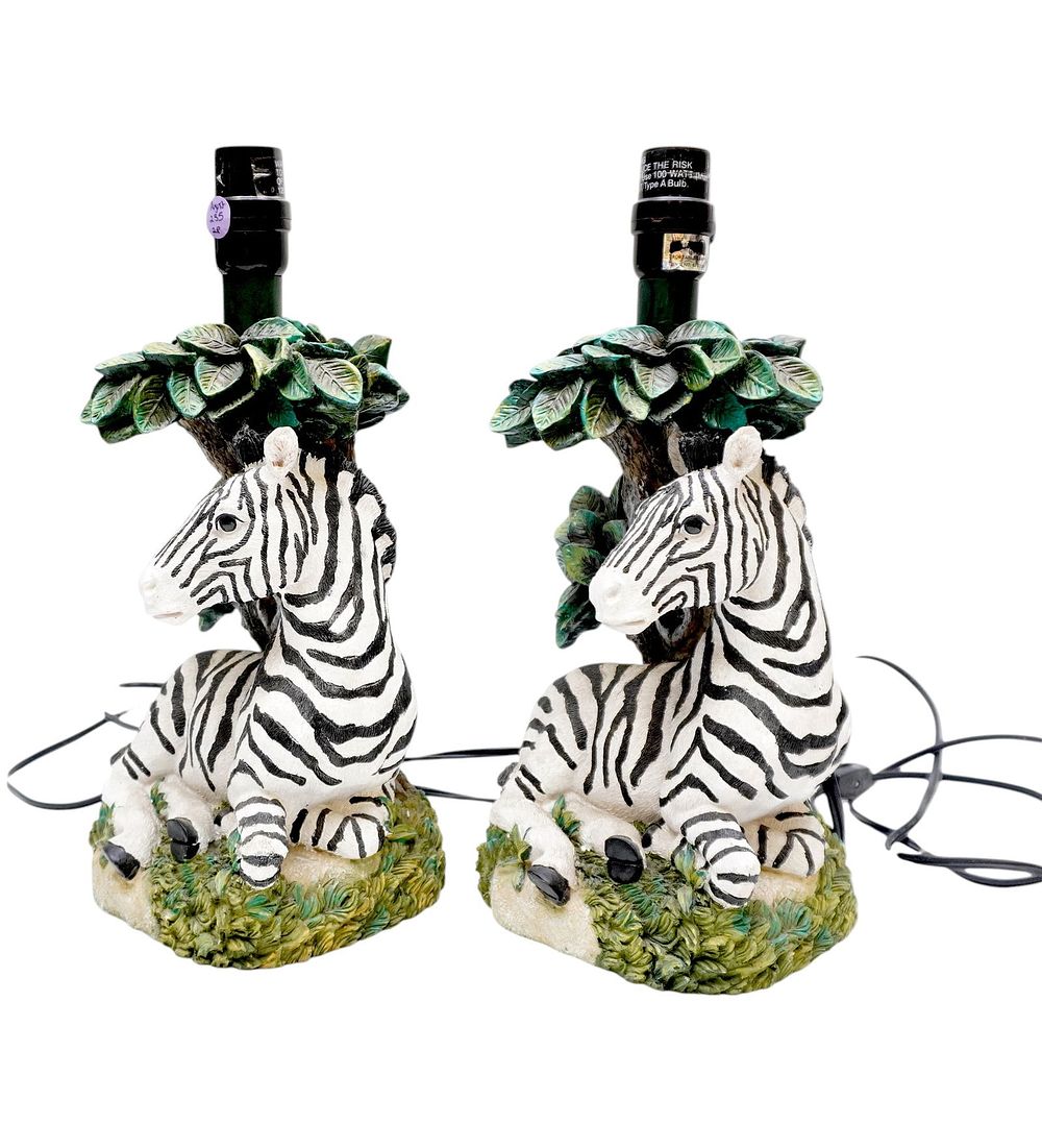 Lot 235: PAIR OF ZEBRA FIGURAL TABLE LAMPS
