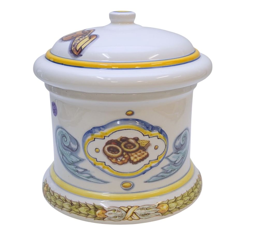 Lot 287: ITALIAN HAND PAINTED CASAFINA BISCOTTI JAR