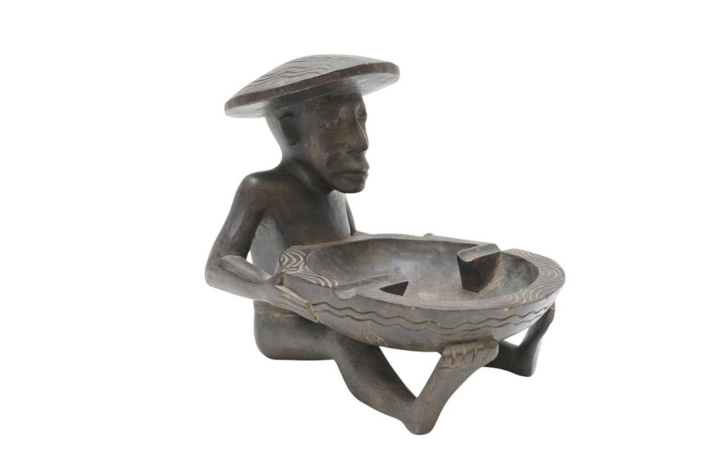 Lot 301: HAND CARVED WOODEN ASHTRAY