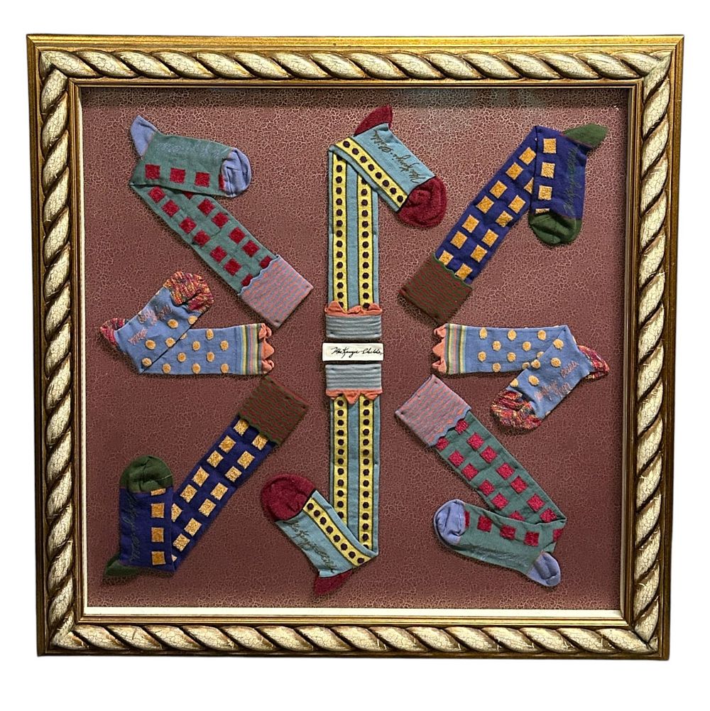 Lot 186: MACKENZIE-CHILDS CUSTOM FRAMED SOCKS